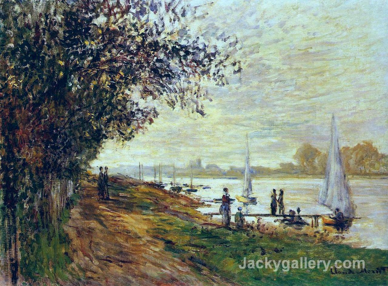 The Riverbank at Petit-Gennevilliers, Sunset by Claude Monet paintings reproduction